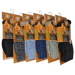 Men's Lamb Wool Thermal Winter Socks Marled Cold Weather Warm Boot Socks 6-Pack